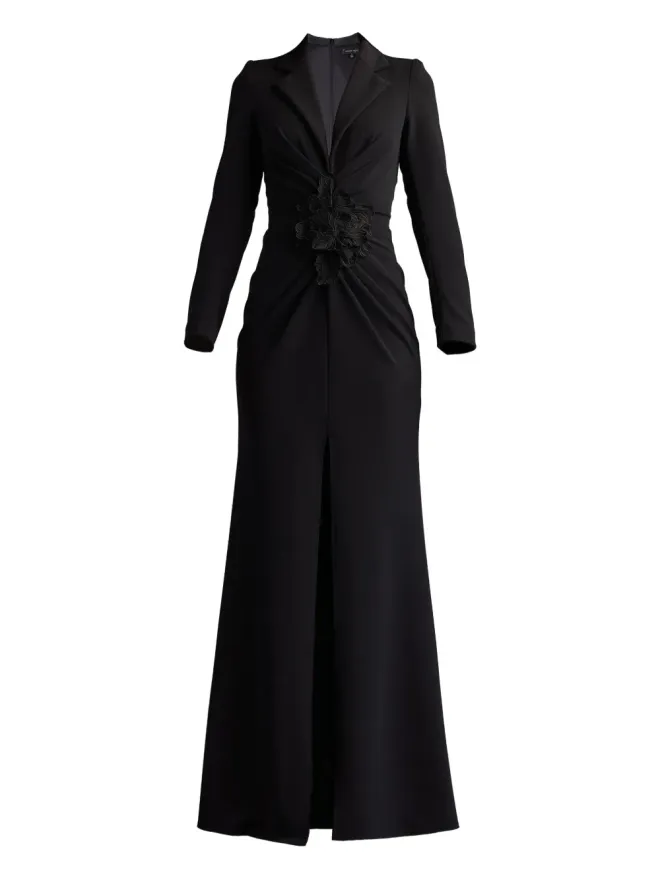 Tadashi Shoji Tadashi Shoji 花刺繍入りVネックのイブニングドレスの商品画像