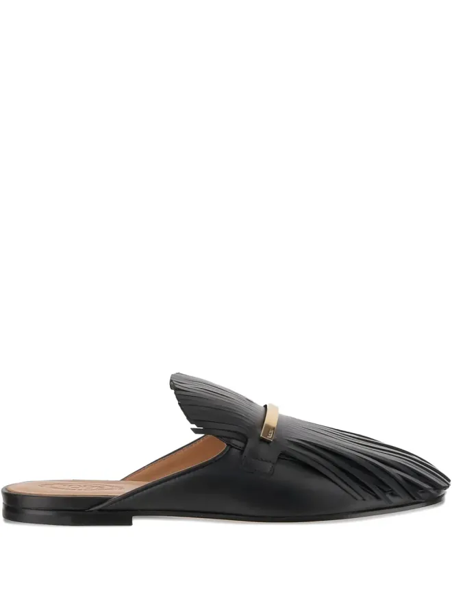 Tod's Tod's フリンジ付きレザーミュール - ブラックの商品画像