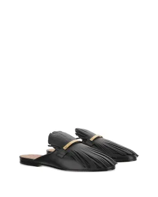 Tod's フリンジ付きレザーミュール - ブラック - サムネイル2