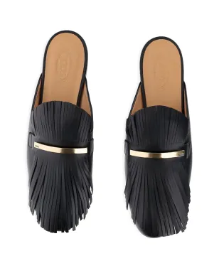 Tod's フリンジ付きレザーミュール - ブラック - サムネイル4