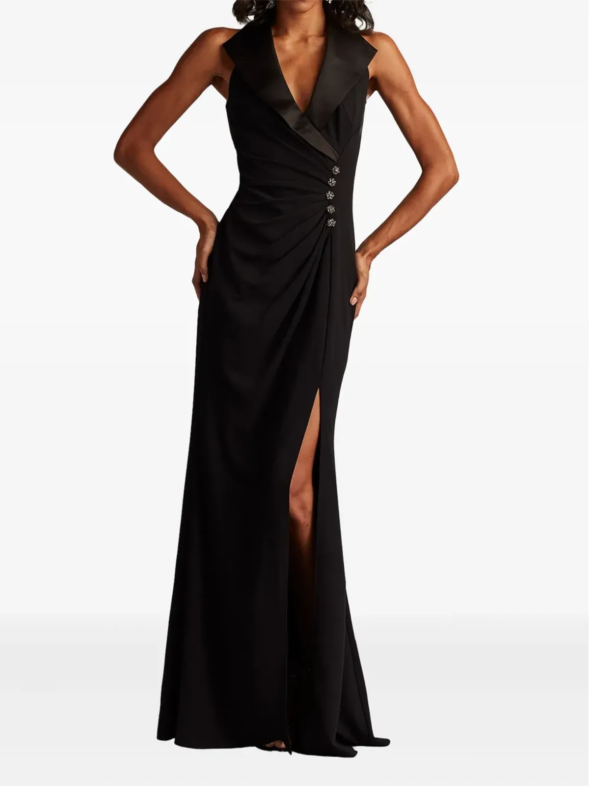 Tadashi Shoji サテンカラーの装飾ガウン - 画像2