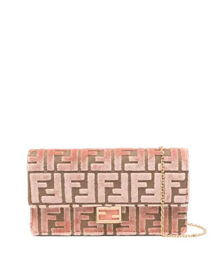 FENDI バゲット FFパターン ベルベット クラッチバッグ - ピンク - サムネイル1