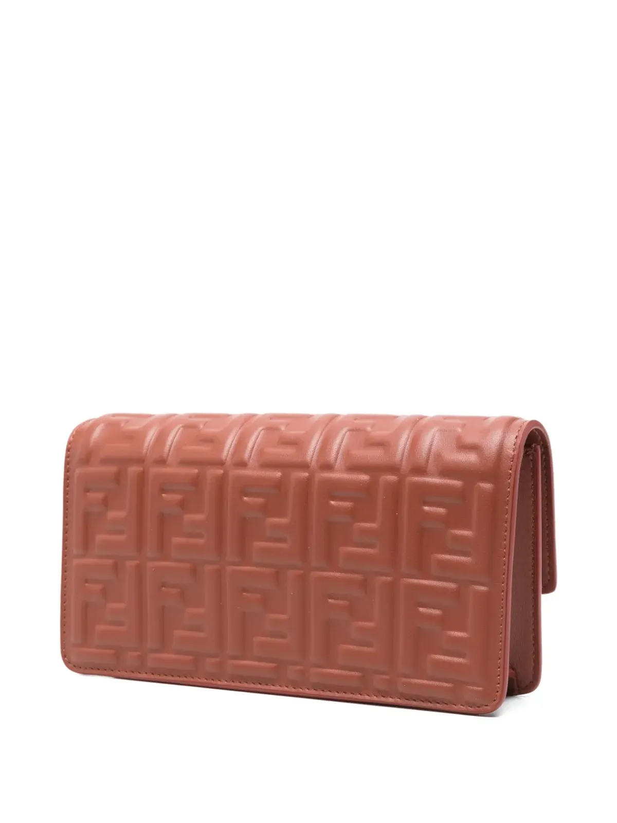 FENDI バゲット ロゴプレート キルティング クラッチバッグ レッド - 画像3