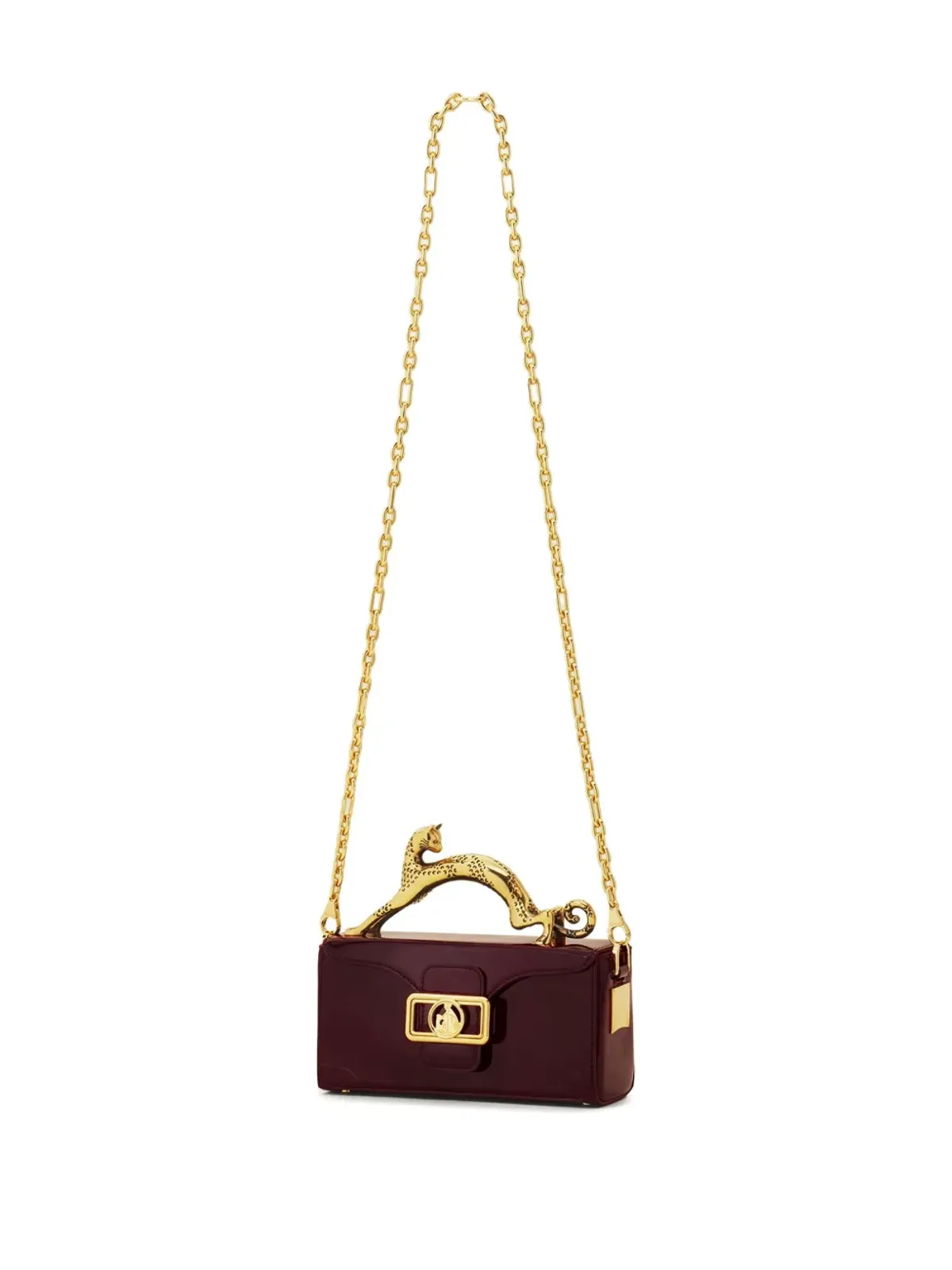 Lanvin Pencil leopard-embellished patent-leather mini bag - Red - 画像3
