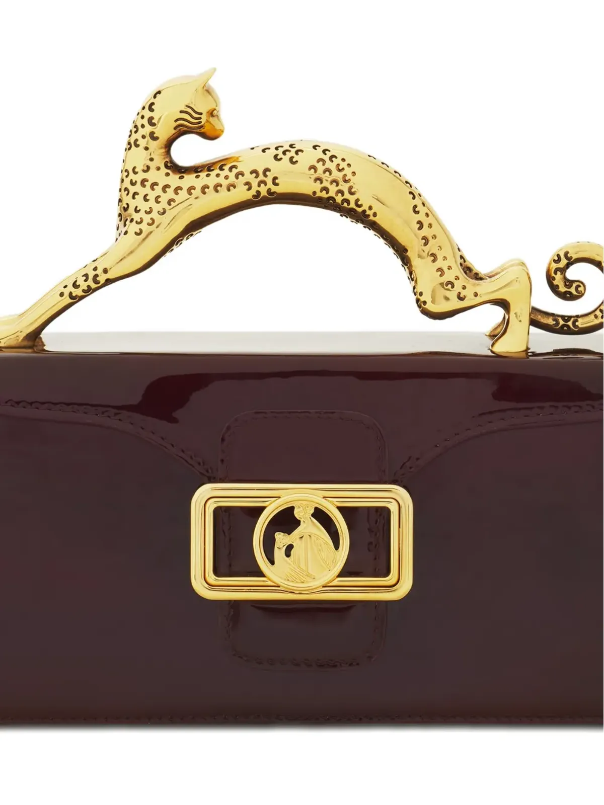Lanvin Pencil leopard-embellished patent-leather mini bag - Red - 画像4