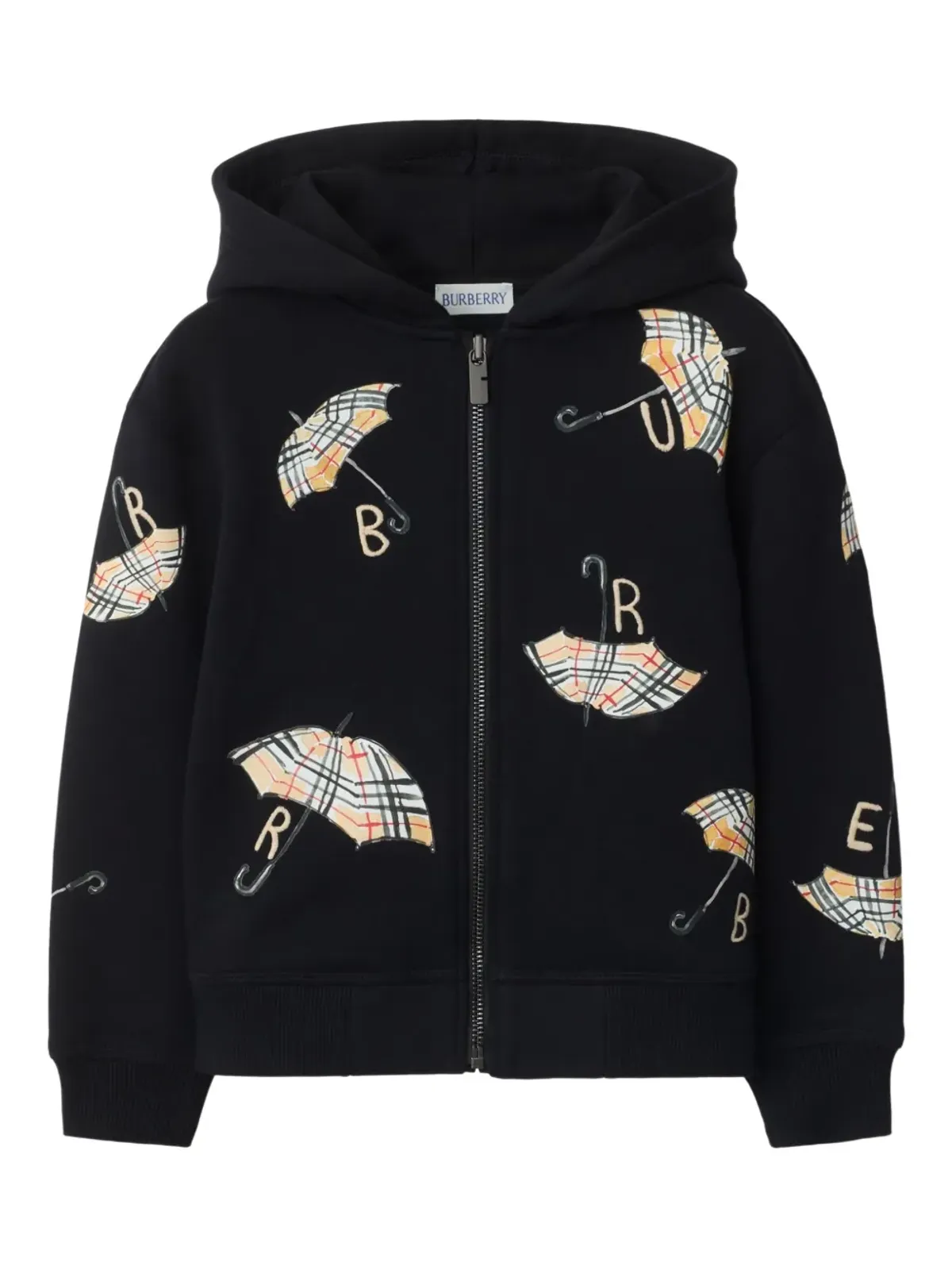 Burberry Kids umbrella-motif zip hoodie - Black - 画像1