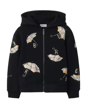 Burberry Kids umbrella-motif zip hoodie - Black - サムネイル1