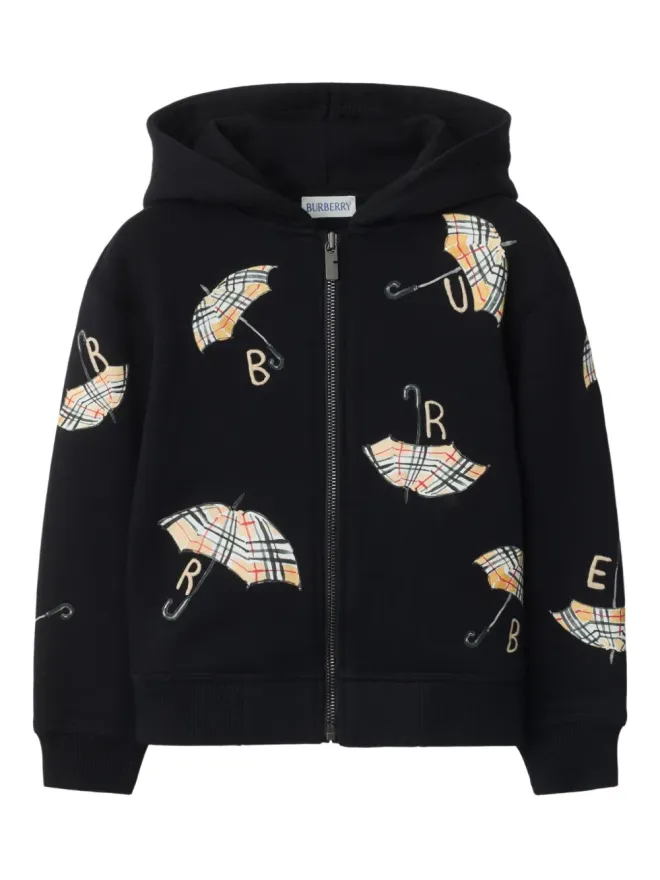 Burberry Kids Burberry Kids umbrella-motif zip hoodie - Blackの商品画像