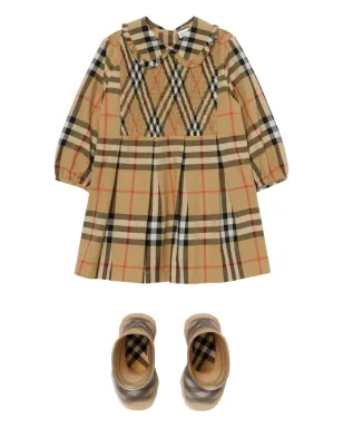 Burberry Kids チェック柄スモック入りカジュアルドレス - サムネイル3