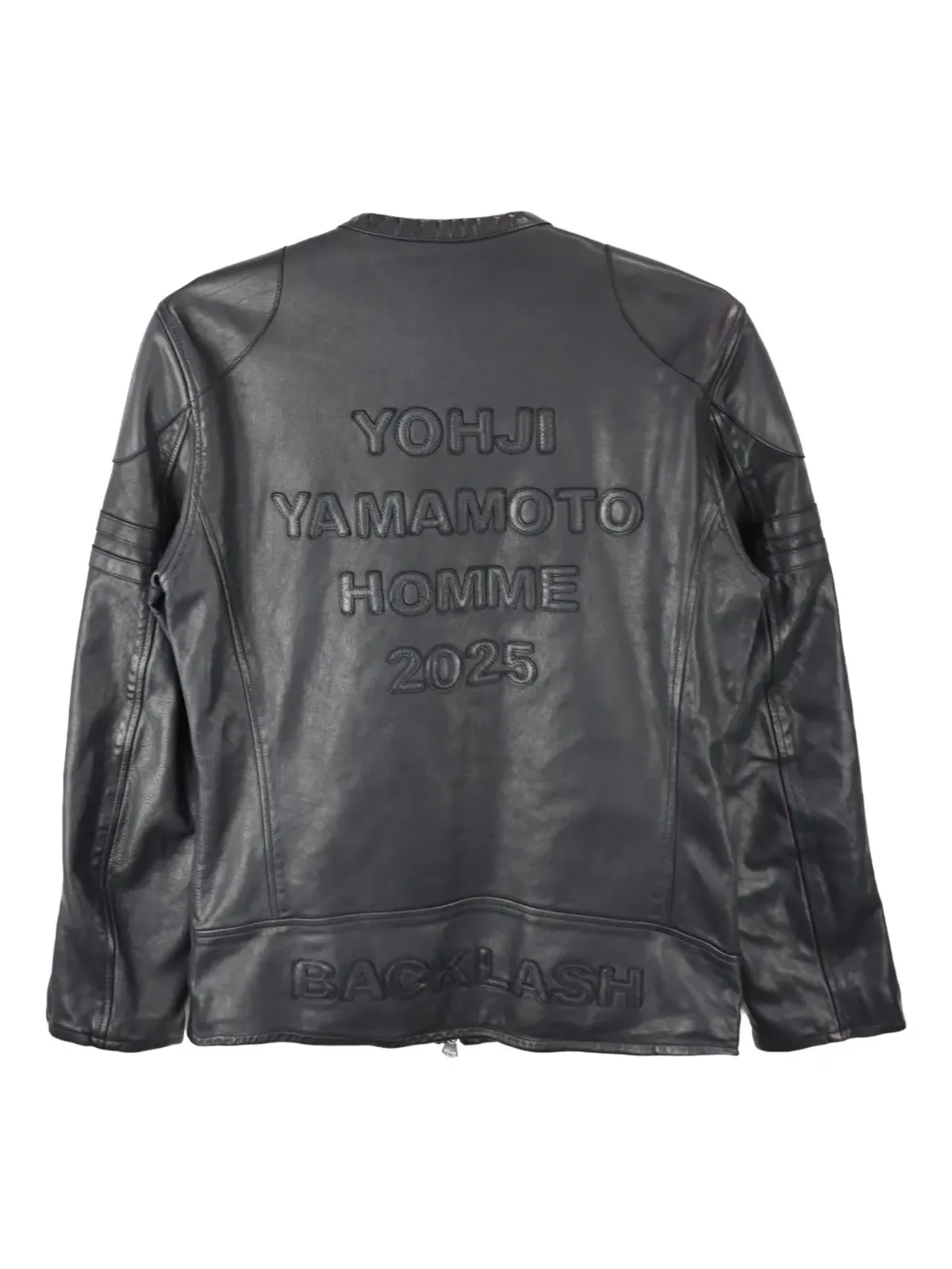 Yohji Yamamoto エンボスドロゴ レザー ジャケット - 画像2