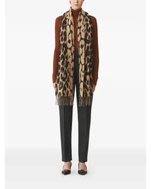 Lanvin ヒョウ柄フリンジスカーフ - サムネイル3