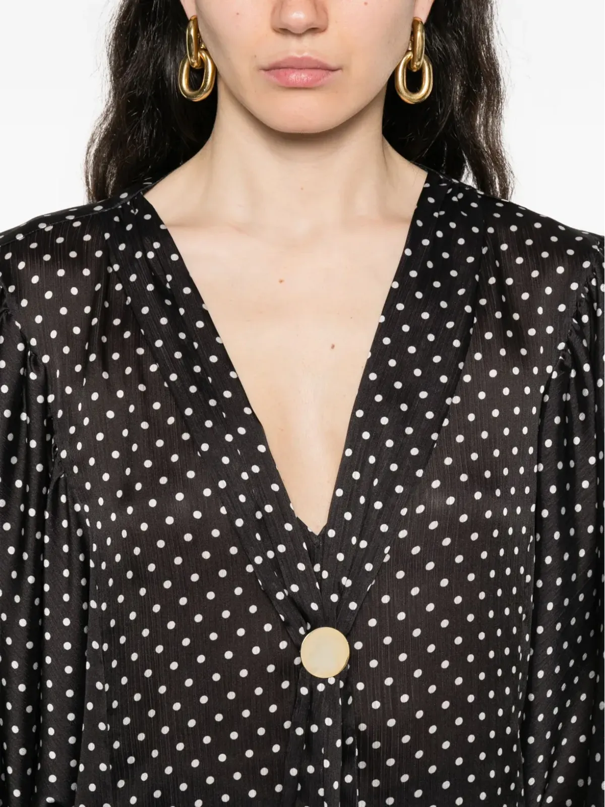 SIMONA CORSELLINI 水玉柄タイネックトップ - 画像5