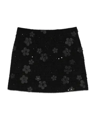 TWINSET 花モチーフ付きブークレミニスカート - ブラック - サムネイル1