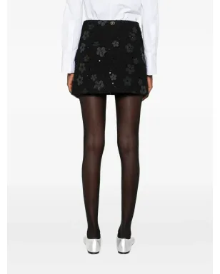 TWINSET 花モチーフ付きブークレミニスカート - ブラック - サムネイル4
