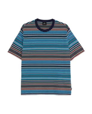 PS Paul Smith マルチストライプ コットン Tシャツ（コバルトブルー） - サムネイル1