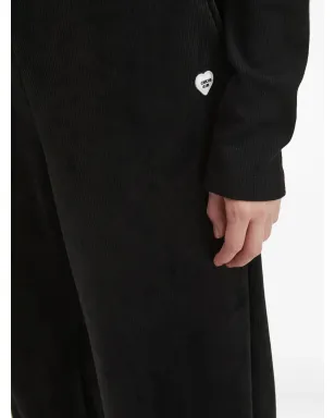 CHOCOOLATE heart-emblem ribbed trousers - Black - サムネイル5