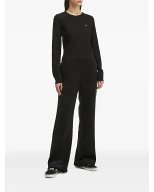 CHOCOOLATE heart-emblem ribbed trousers - Black - サムネイル2