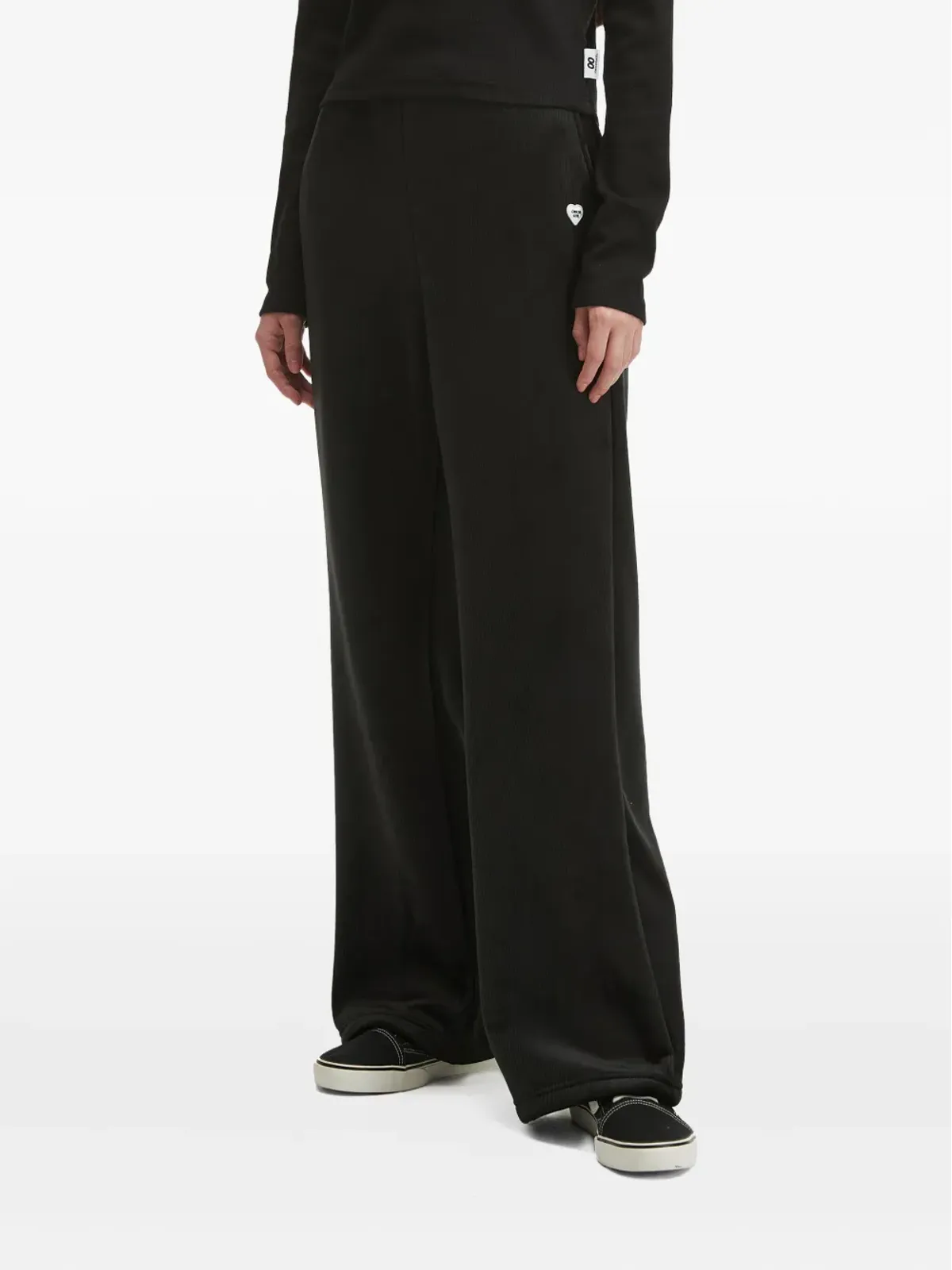 CHOCOOLATE heart-emblem ribbed trousers - Black - 画像3