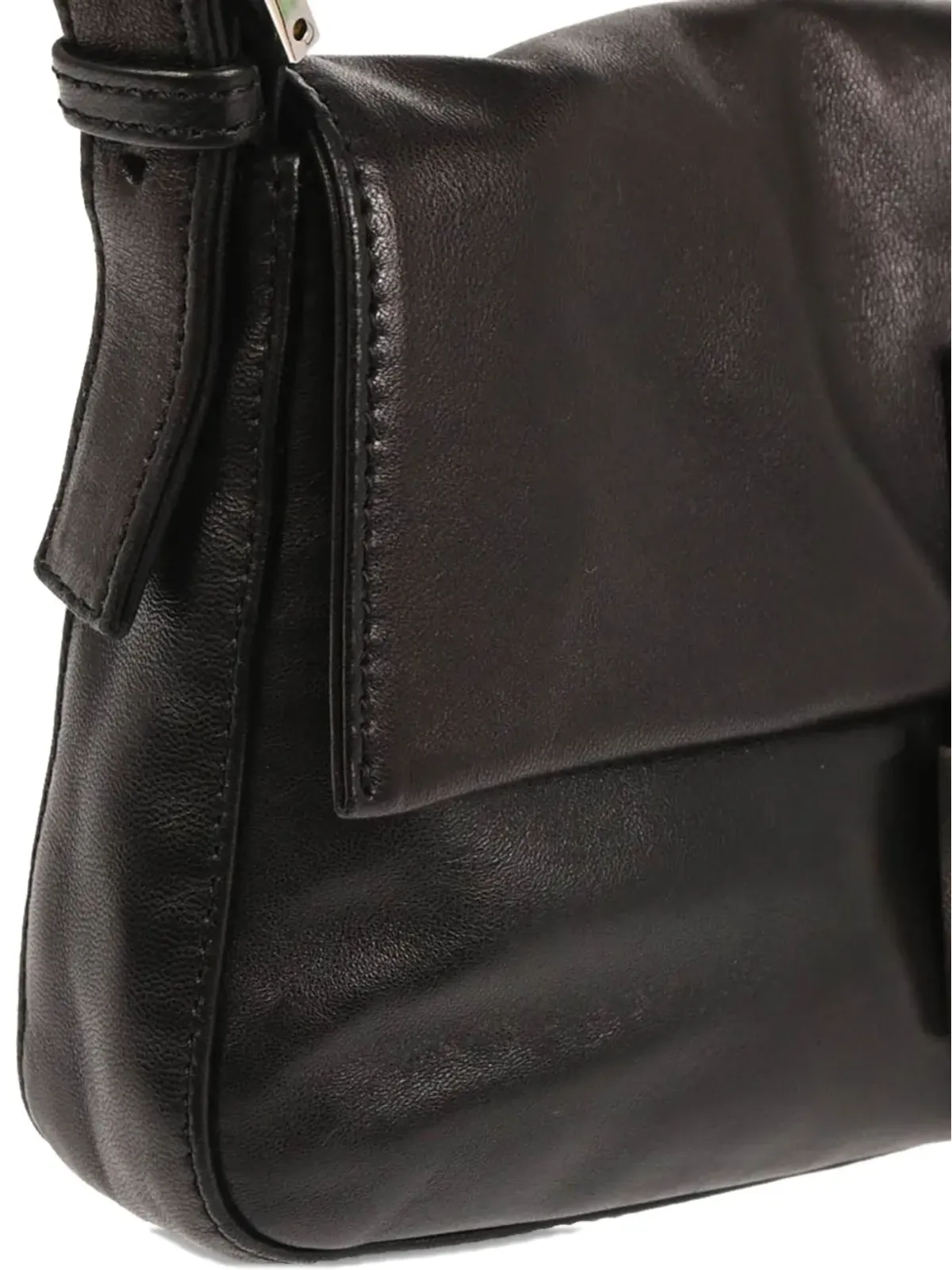 Fendi Pre-Owned 1990年代〜2000年代 レザー フラップ バゲット ハンドバッグ - ブラック - 画像3