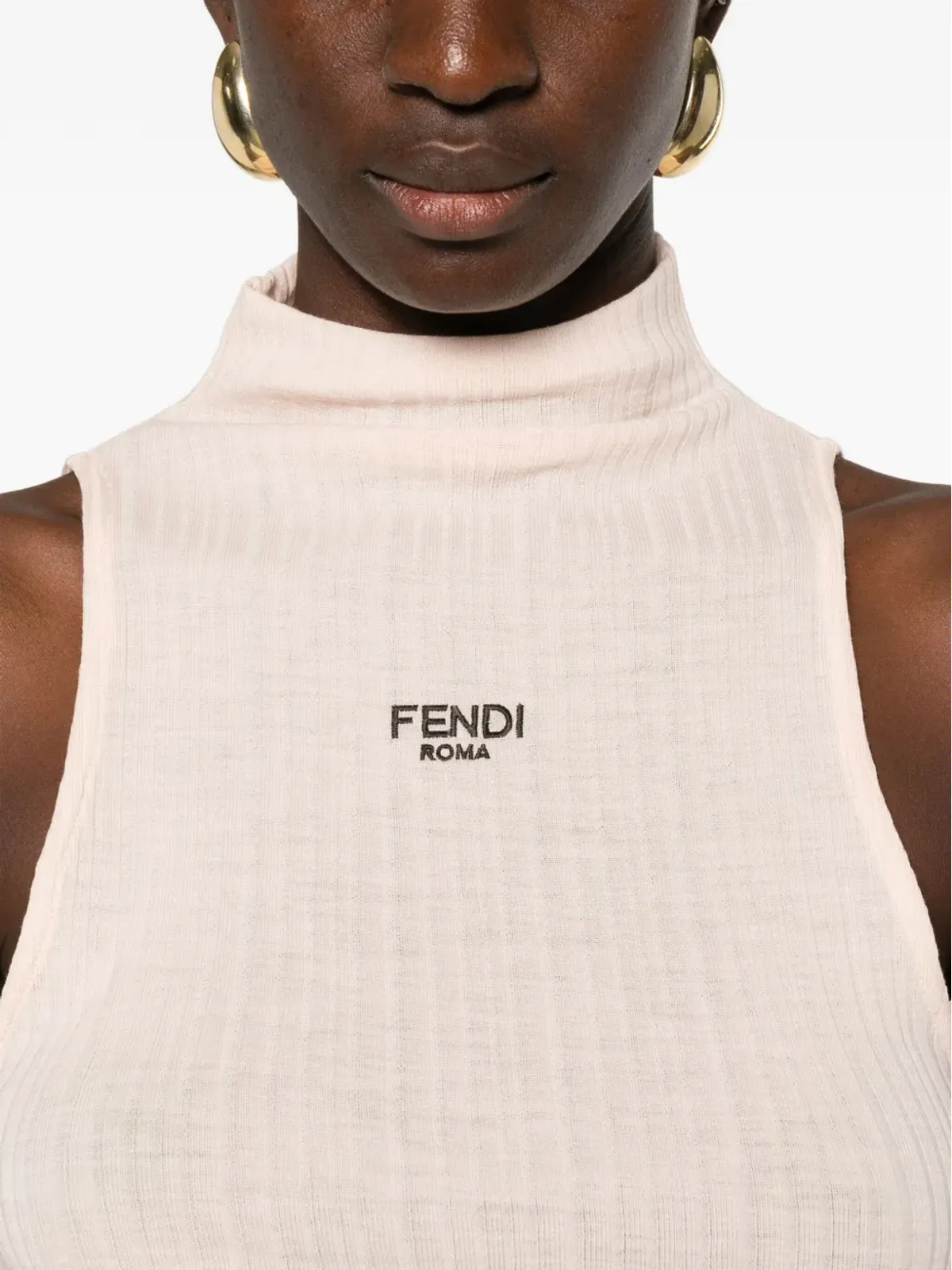 FENDI リブ編みモックネックトップ - 画像5