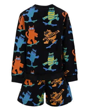 Stella McCartney Kids スケートボード猫柄ショーツセット - サムネイル2