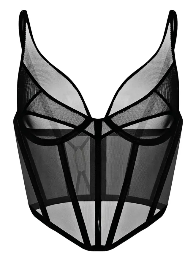 Zhilyova Zhilyova メッシュパネルドコルセット - ブラックの商品画像