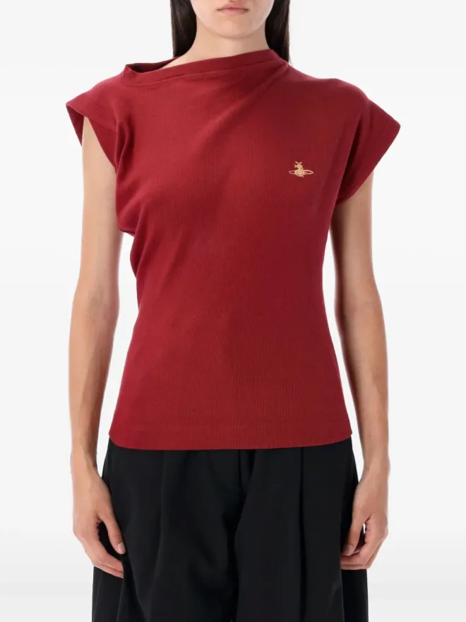 Vivienne Westwood Vivienne Westwood ヘボ アシンメトリックネック リブ編みセーター レッドの商品画像