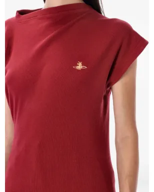 Vivienne Westwood ヘボ アシンメトリックネック リブ編みセーター レッド - サムネイル3