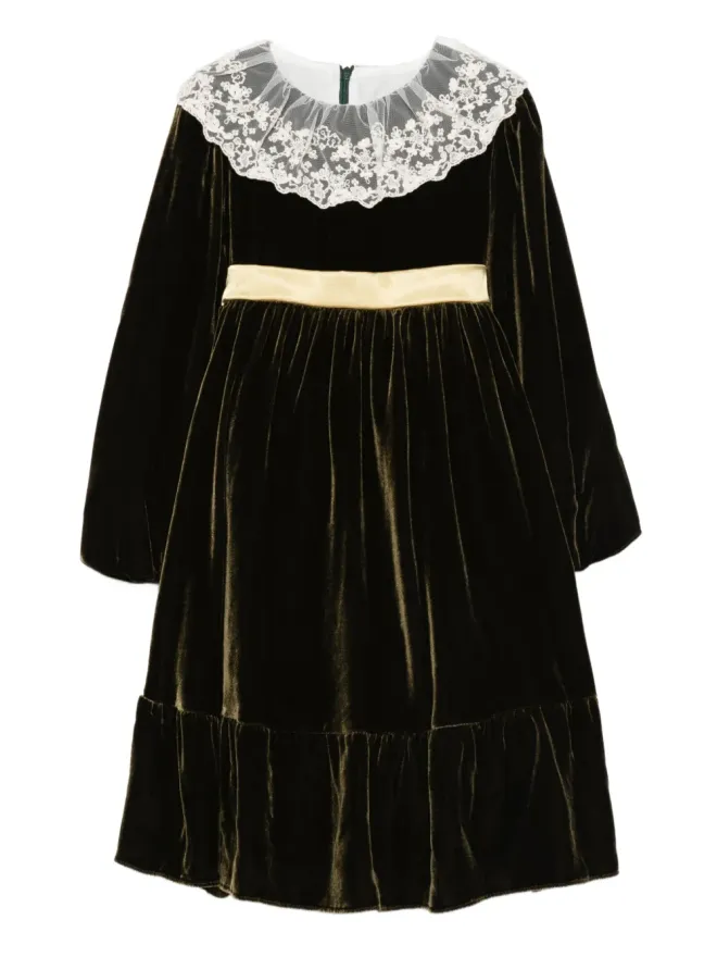 La Stupenderia La Stupenderia レースカラー ベルベットドレスの商品画像