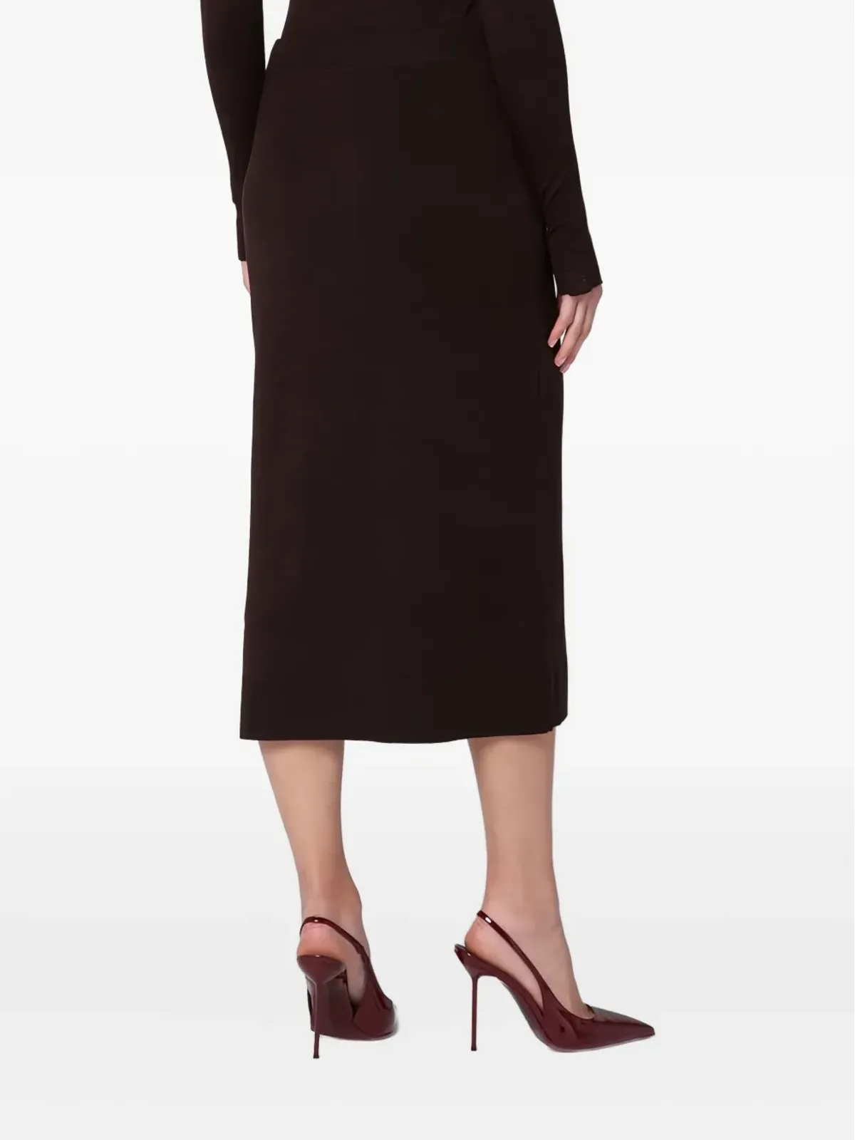 Victoria Beckham ボタンフロント ニット ミディスカート - 画像4