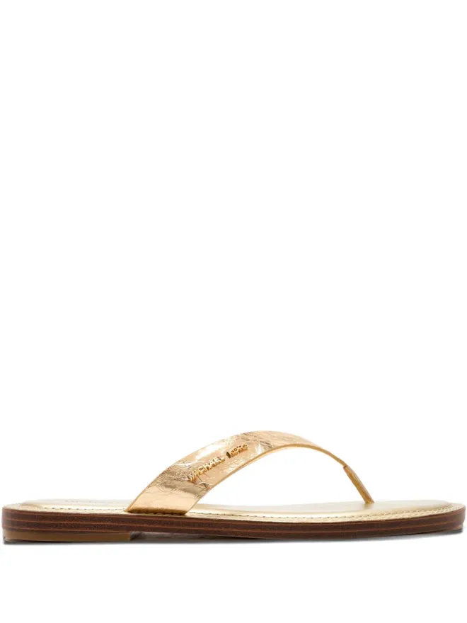 Michael Kors Michael Kors Koko メタリックレザー トングフリップフロップの商品画像