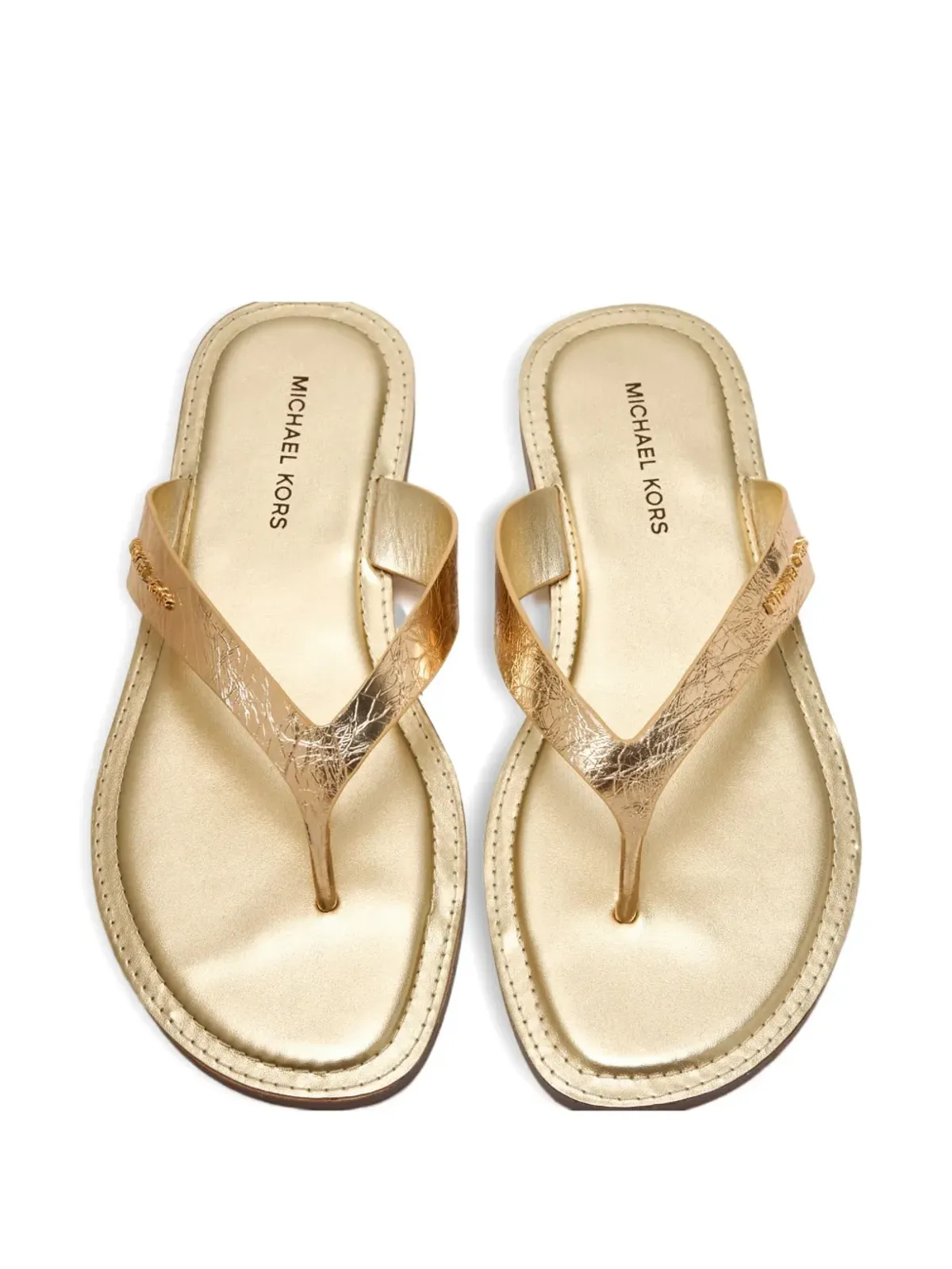 Michael Kors Koko メタリックレザー トングフリップフロップ - 画像3