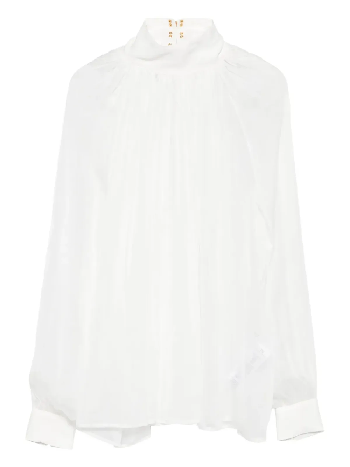 Elisabetta Franchi ハイネック ギャザー入り シルク トップス - ホワイト - 画像1