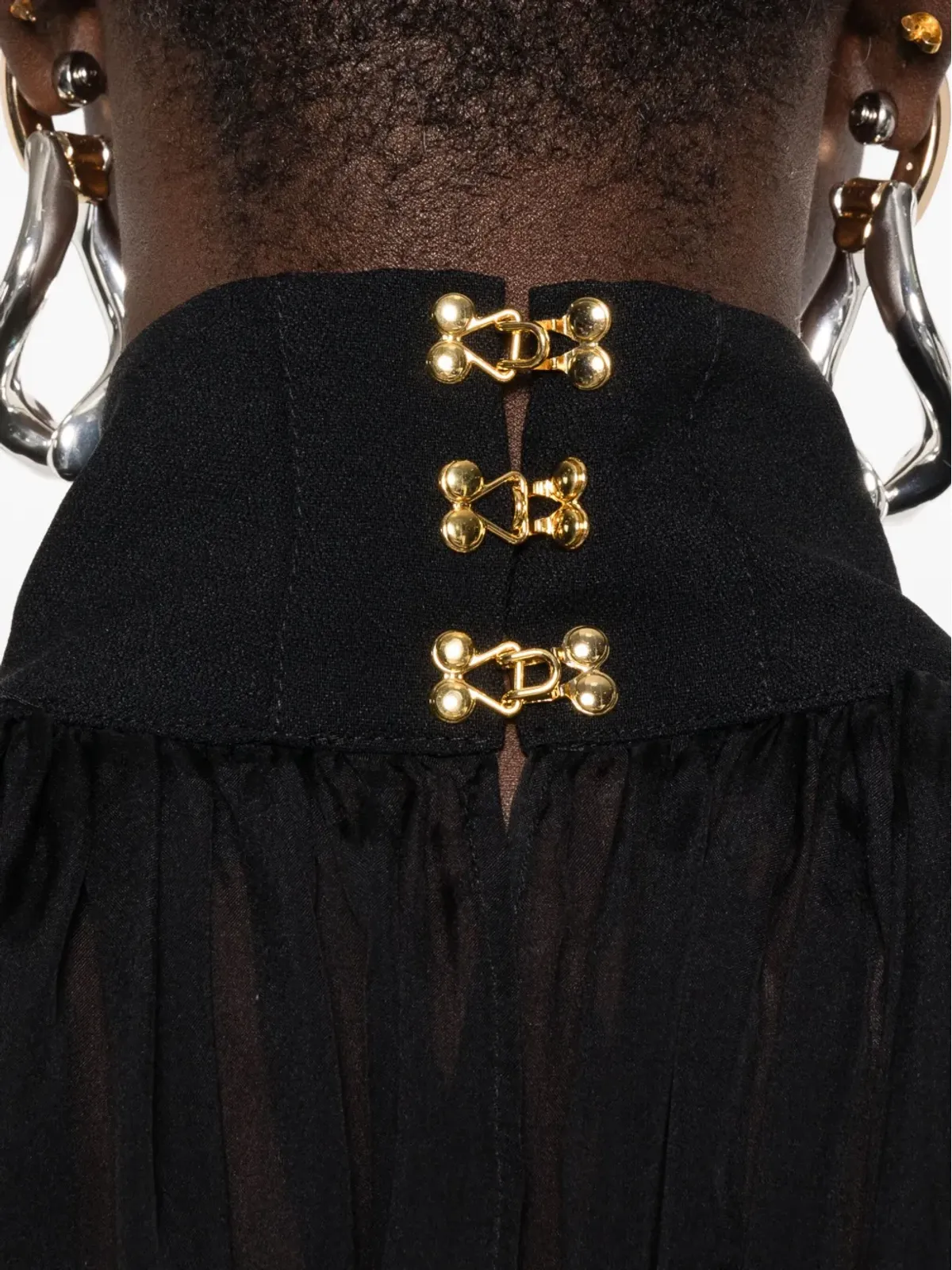 Elisabetta Franchi 高ネック・ボタン装飾ブラウス - Black - 画像5