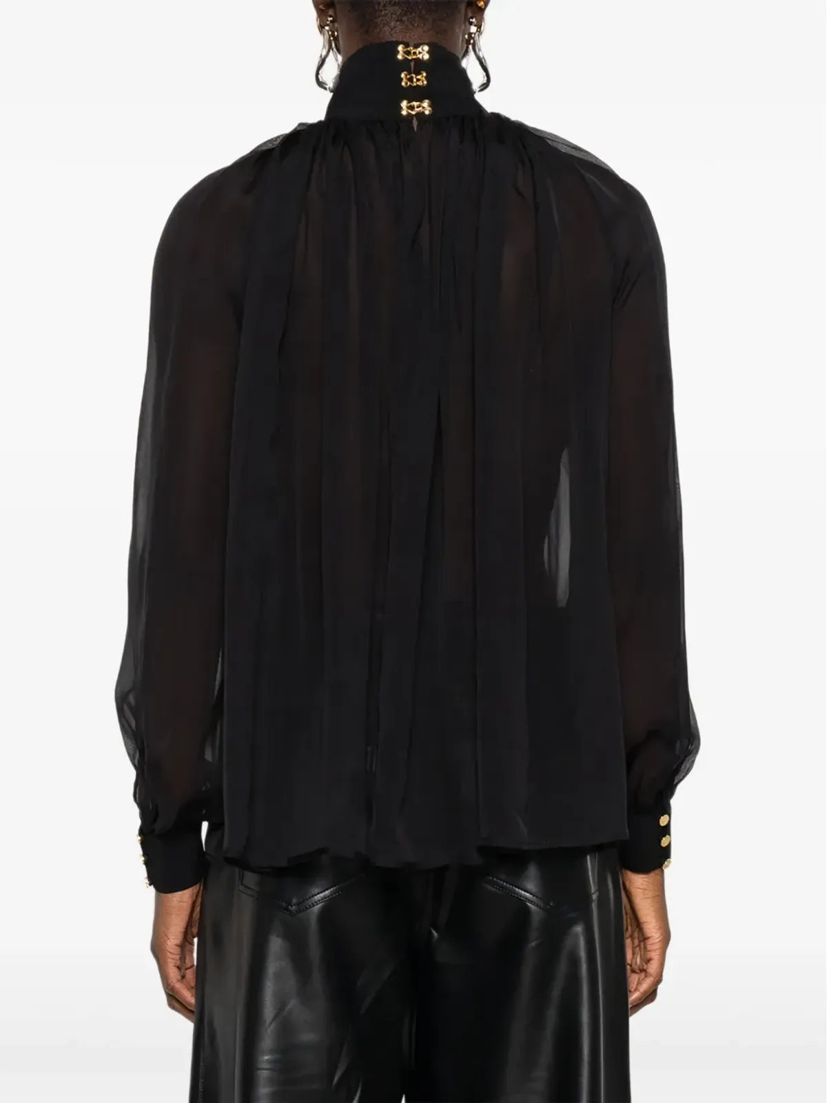 Elisabetta Franchi 高ネック・ボタン装飾ブラウス - Black - 画像4