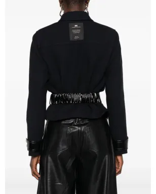 Elisabetta Franchi パテントトリム ベルト付きジャケット - ブラック - サムネイル4