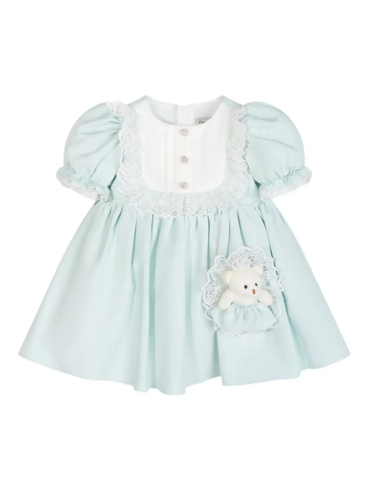 Dress & Fleur テディベアアップリケ レーストリム ドレスセット - ブルー - 画像4