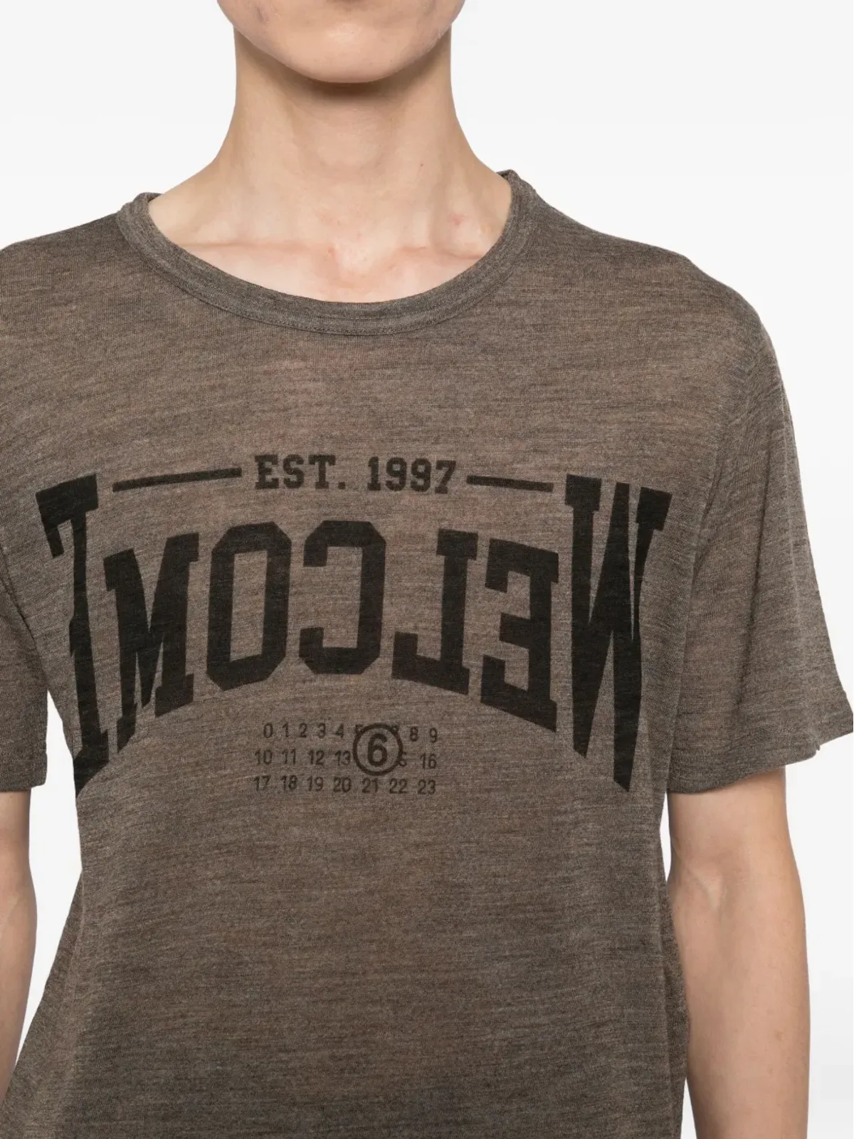 MM6 Maison Margiela ウールTシャツ（ブラウン） - 画像4
