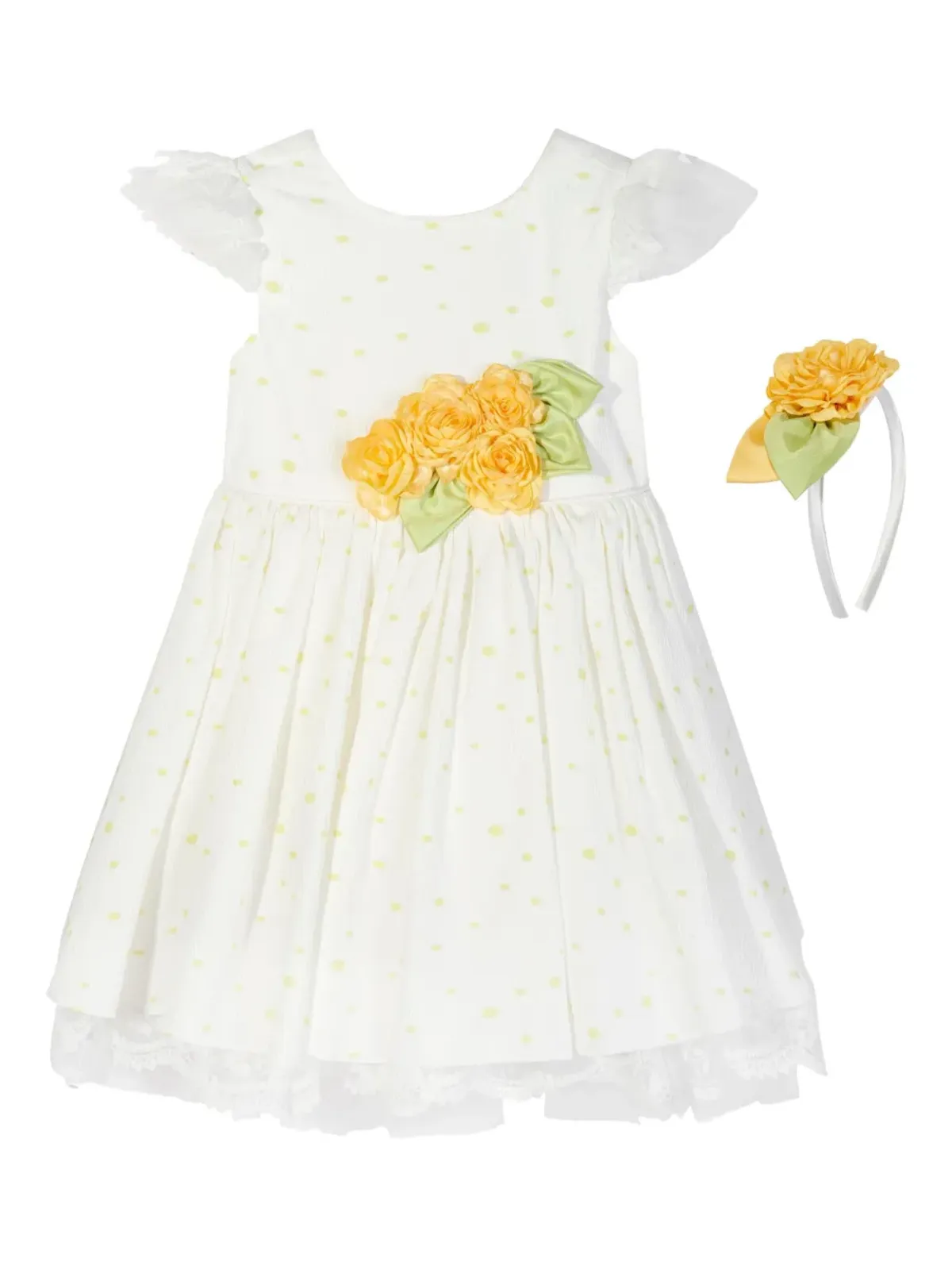 Dress & Fleur ポルカドット レーストリム ドレス - ホワイト - 画像1