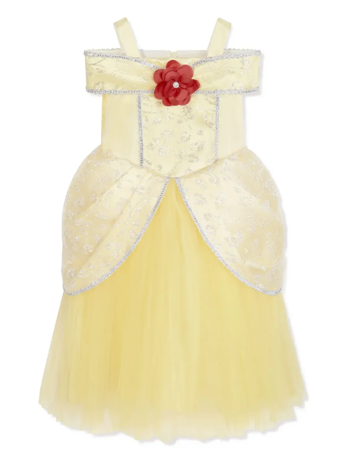 Magical Costumes グリッター装飾・花モチーフのドレス イエロー - 画像2