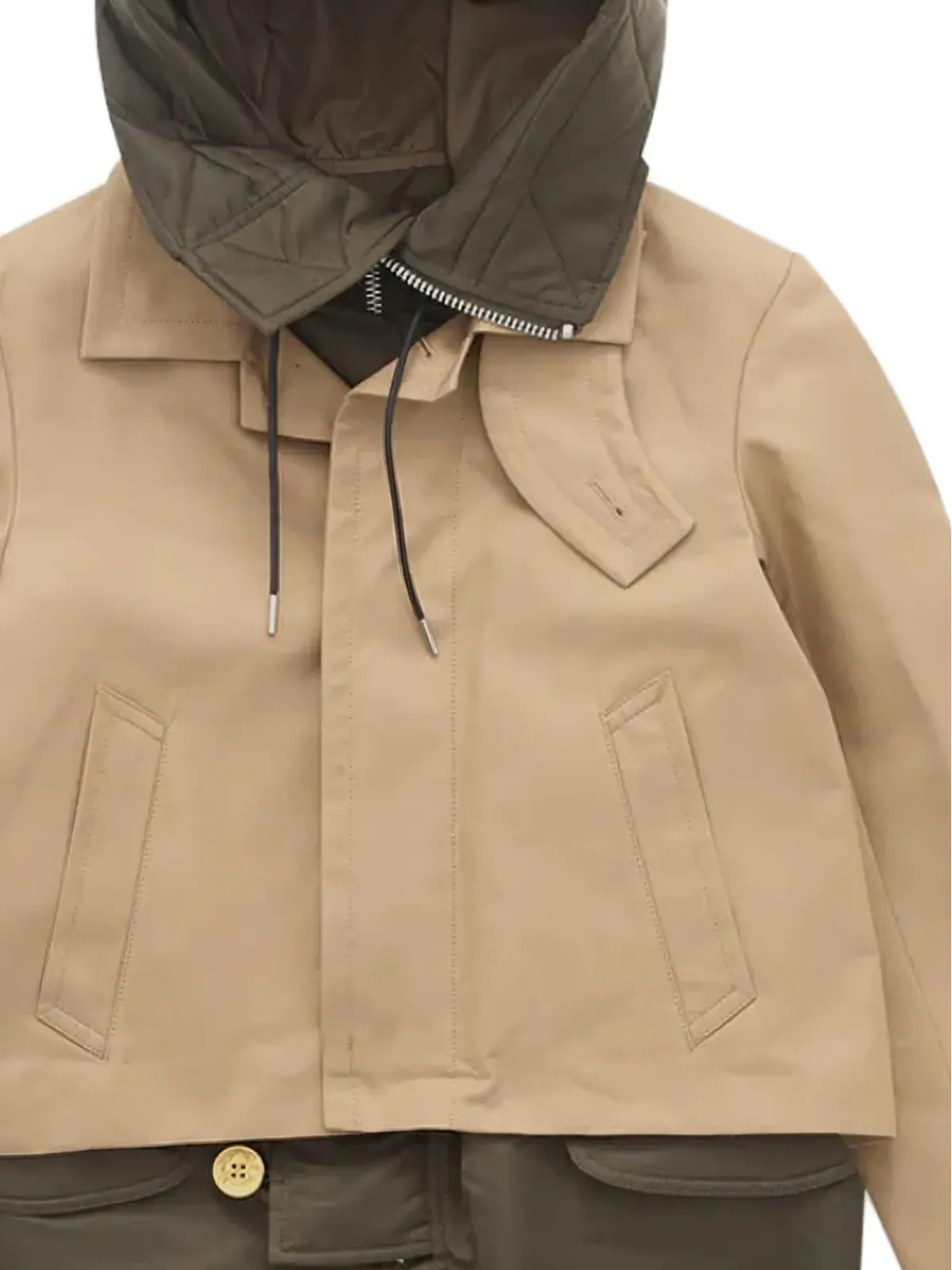 sacai quilted-collar jacket - Brown - 画像2