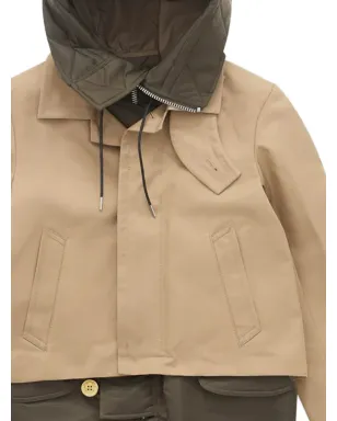 sacai quilted-collar jacket - Brown - サムネイル2