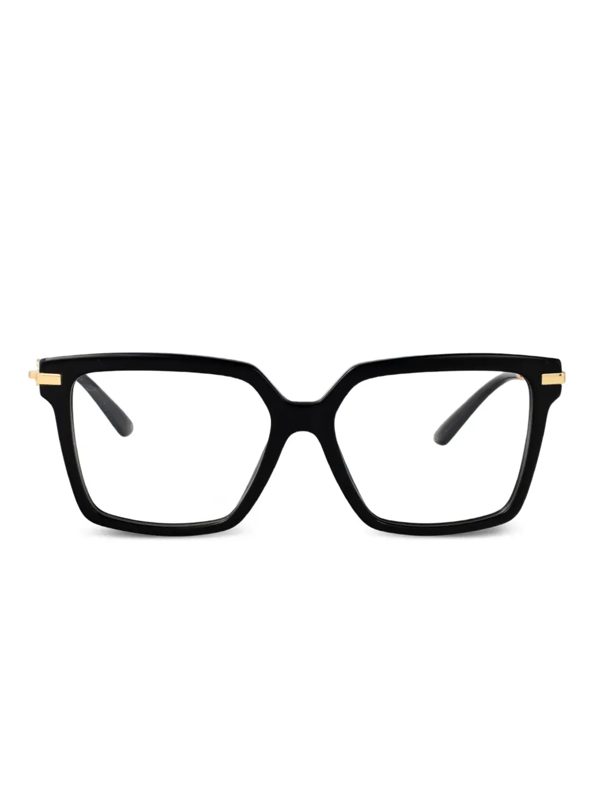 Dolce & Gabbana Eyewear ゴールドディテールのスクエアメガネ - ブラック - 画像1
