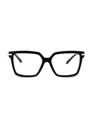 Dolce & Gabbana Eyewear ゴールドディテールのスクエアメガネ - ブラック - サムネイル1