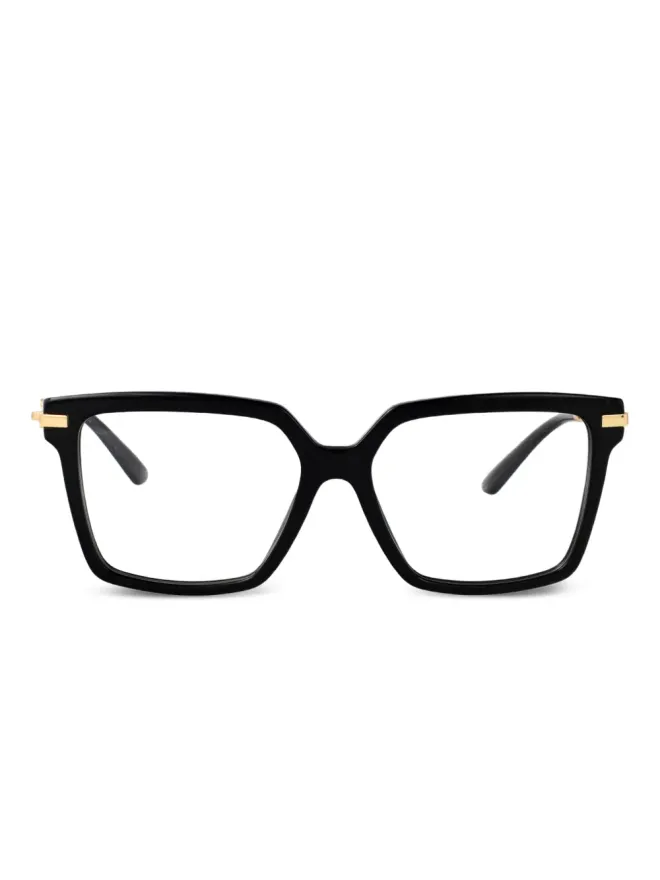 Dolce & Gabbana Eyewear Dolce & Gabbana Eyewear ゴールドディテールのスクエアメガネ - ブラックの商品画像