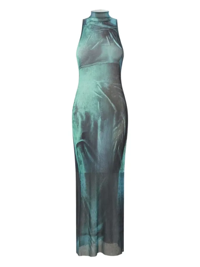Jean Paul Gaultier Jean Paul Gaultier ウォーター ハイネック ドレス - Indigo/vintageblueの商品画像