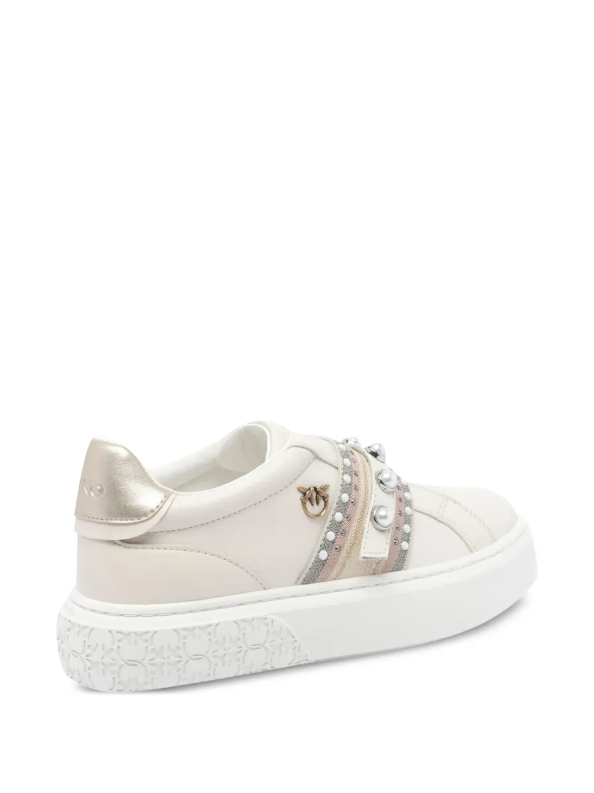 PINKO pearl-embellished platform sneakers - White - 画像2