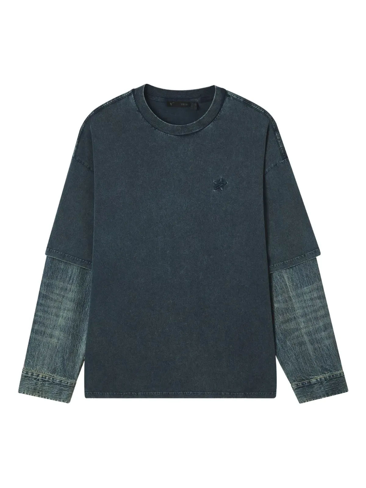 FIVE CM デニム袖のコットンTシャツ - 画像1