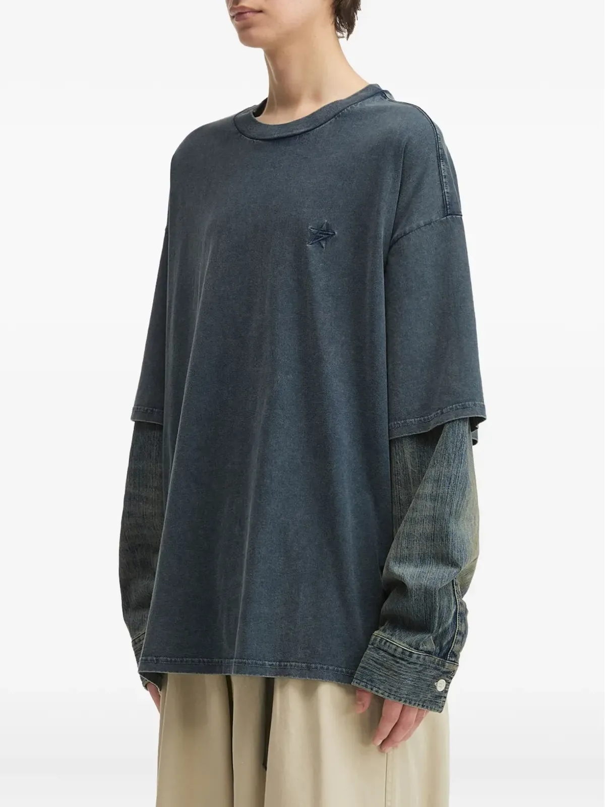 FIVE CM デニム袖のコットンTシャツ - 画像3