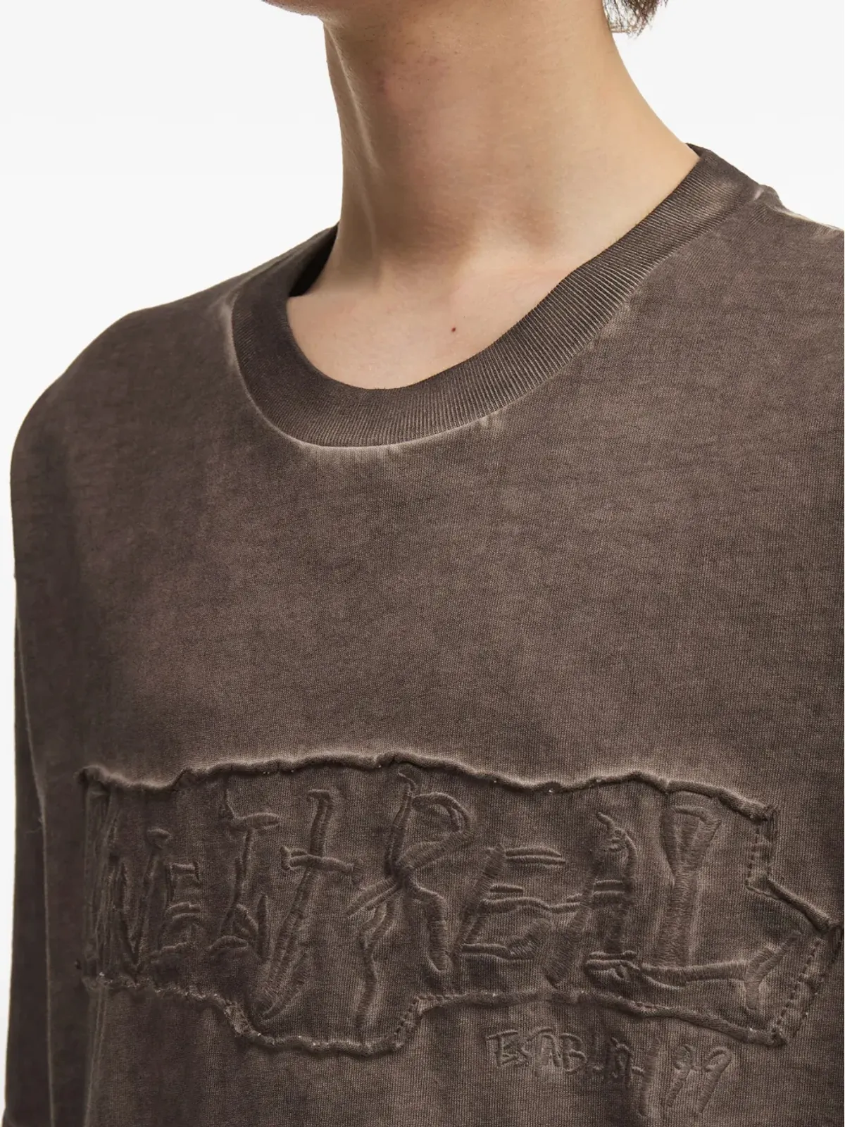 izzue 刺繍ロゴ コットン Tシャツ - ブラウン - 画像5